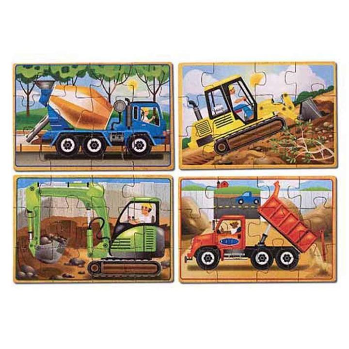 Melissa and Doug Construction Puzzles in a Box - 4 x 12 Piece Puzzles