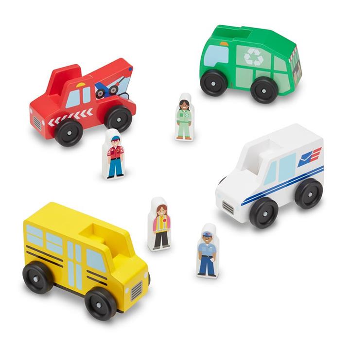 Melissa and Doug Wooden Community Vehicle Set