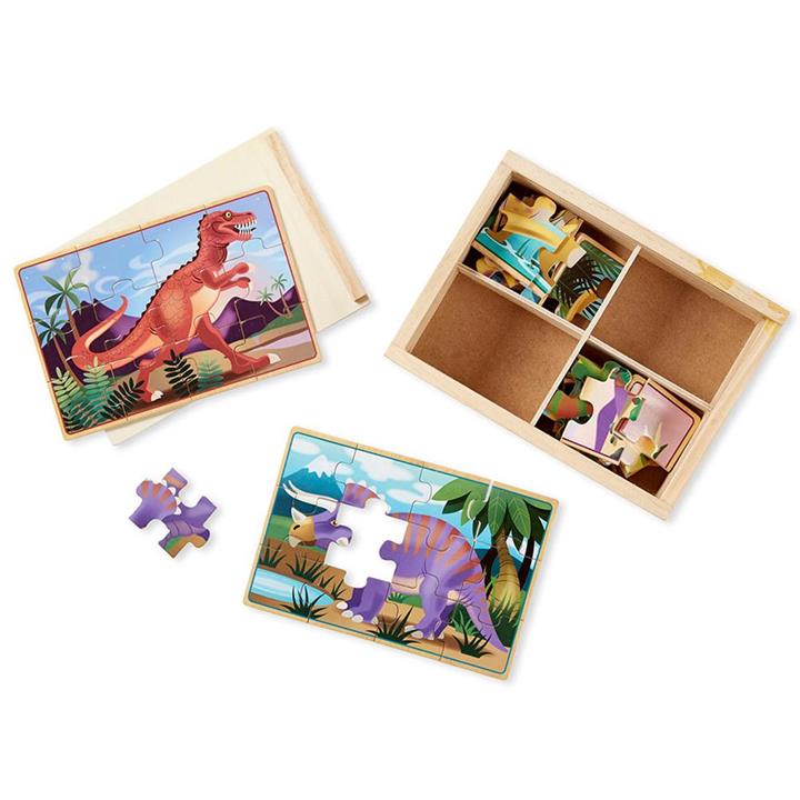 Melissa and Doug Dinosaur Puzzle in a Box - 4 x 12 Piece Puzzles