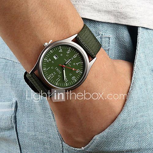 Men's Quartz Wrist Watch Calendar / date / day Fabric Band Charm Black / Brown / Green