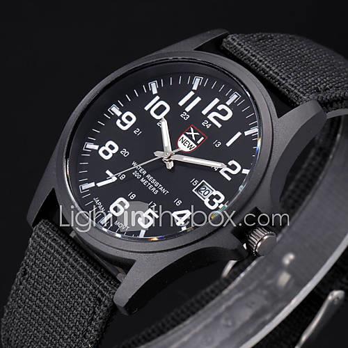 Men's Quartz Wrist Watch / Military Watch Fabric Band Black / White / Brown / Green