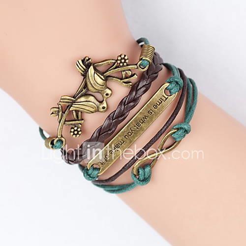 Men's Women's Leather Cute Bird Tree of Life Infinity 1pc Charm Bracelet Leather Bracelet Wrap Bracelet - Vintage Party Casual Animal