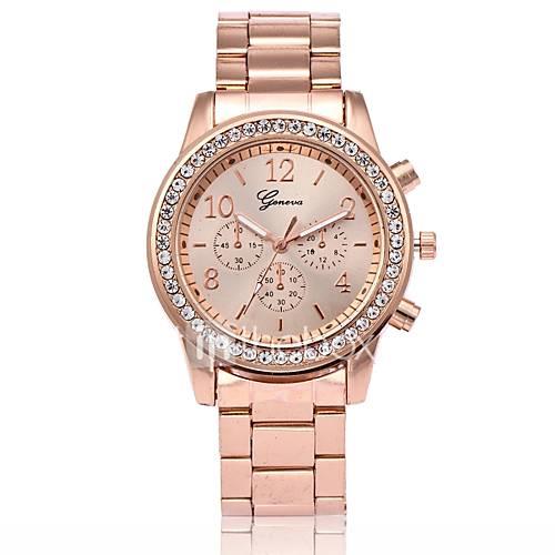 Men's Women's Quartz Wrist Watch Fashion Watch Chinese Casual Watch Rose Gold Plated Metal Band Luxury Rose Gold