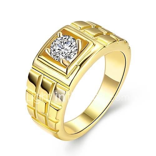 Men's Cool Zircon / Gold Plated Band Ring - Circle Rock Gold Ring For Daily / Work