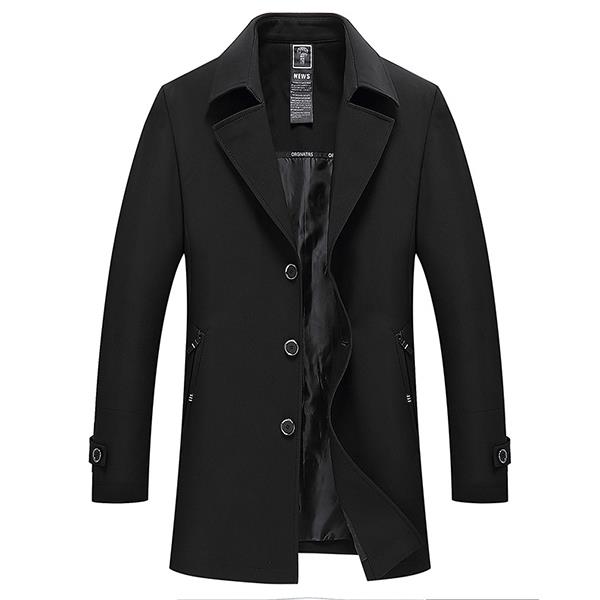 Men's Spring Autumn Waterproof Turn-down Collar Jacket Business Casual  Single-breasted Trench Coat