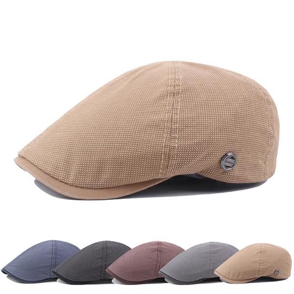 Men Outdoor Breathable Plaid Beret Hat Visor