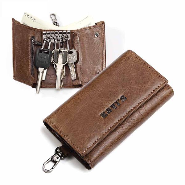 Men Key Chain Key Bag Coin Pocket Trifold Mini Wallet