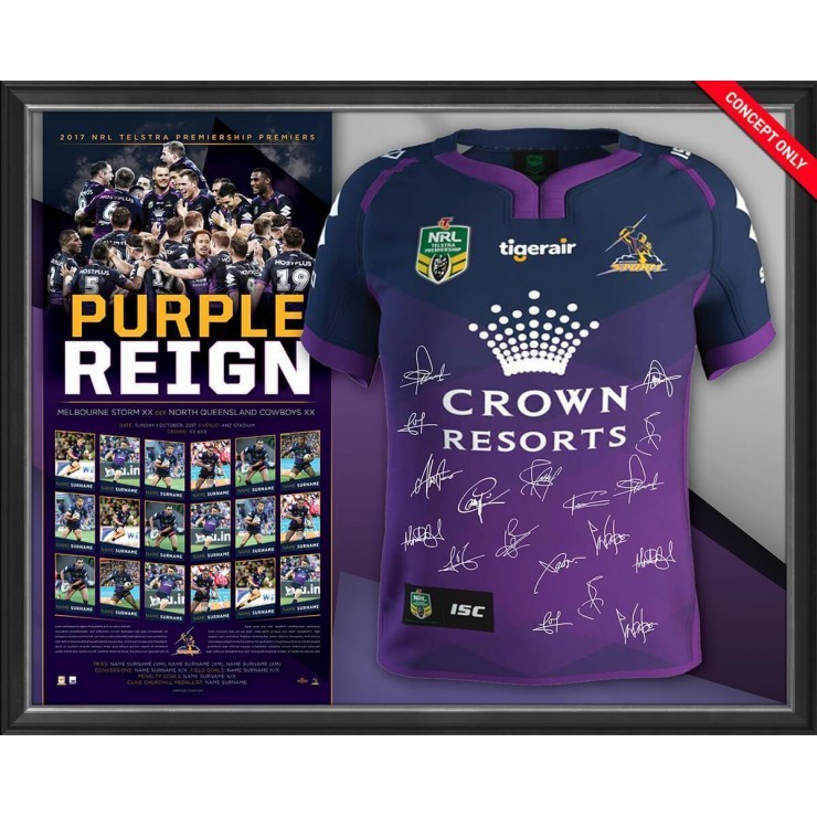 Melbourne Storm 2017 Framed Premiers Team Signed Jersey