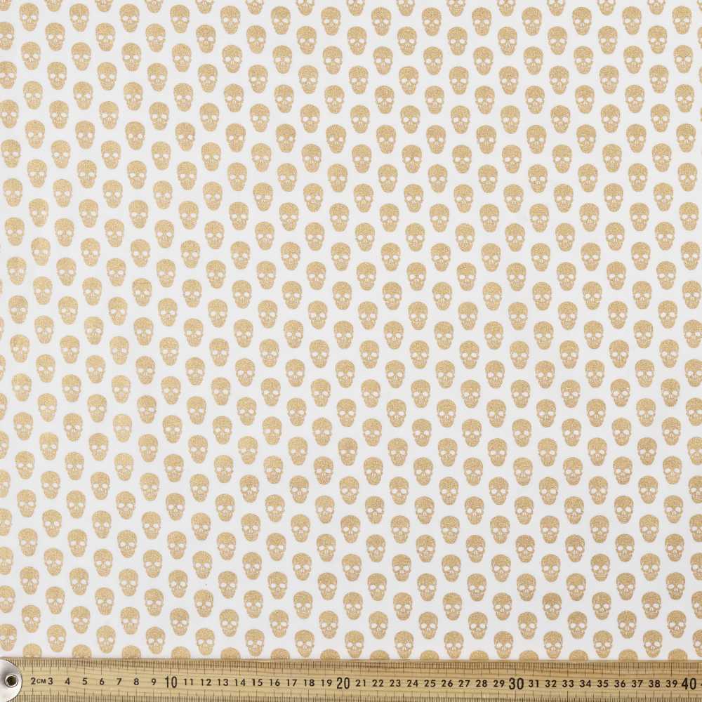 Metallics Golden Skulls Printed Poplin