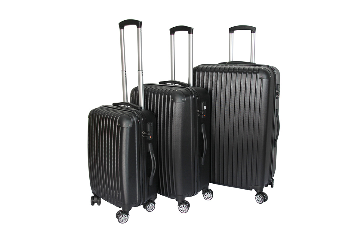 Milano Slimline 3 piece Luggage Set (Black)