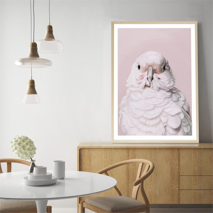 Milly The Umbrella Cockatoo - Pink Art Print | Various Sizes