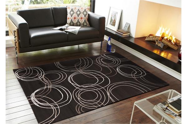 Modern Swirls Rug Black 280x190cm