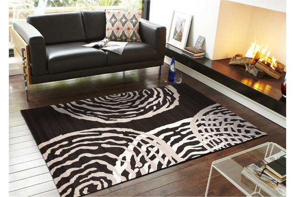 Modern Ripples Rug - Black 280x190cm