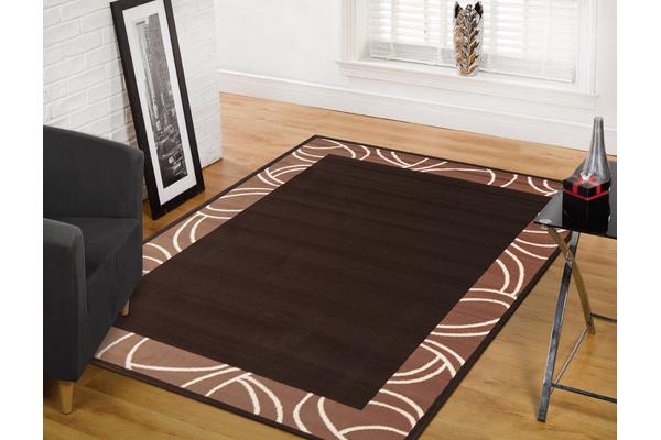 Modern Border Rug - Brown 280x190cm