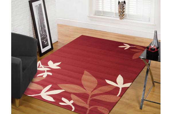 Modern Spring Leaf Rug Red 280x190cm