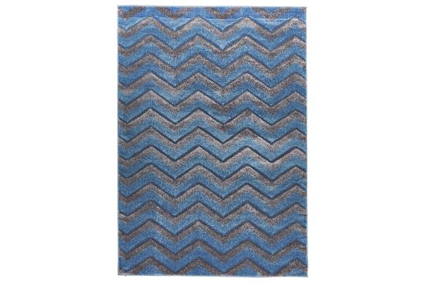 Modern Chevron Design Rug Blue Grey 170x120cm