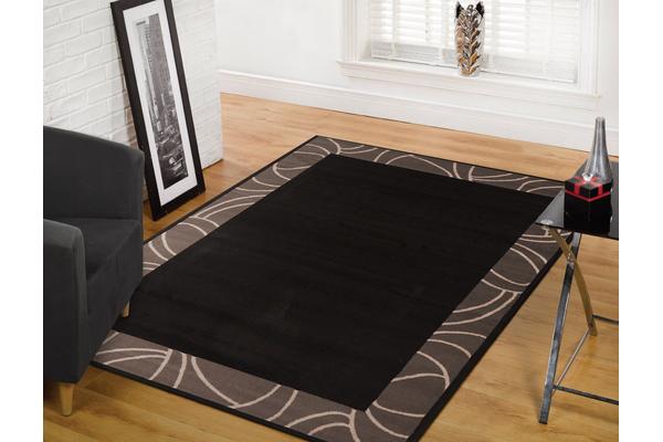 Modern Border Rug - Black Grey 330x240cm