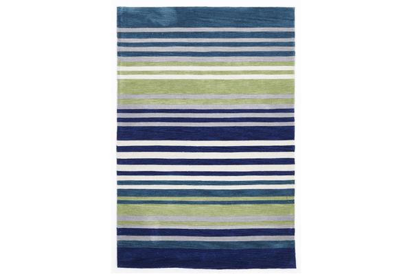 Modern Abrash Stripes Rug Blue Green 165x115cm