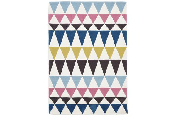 Modern Bunting Design Rug Multi Blue 165x115cm