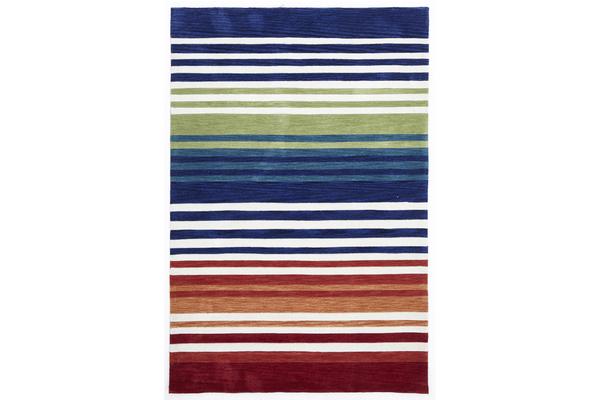 Modern Abrash Stripes Rug Multi Rust 165x115cm