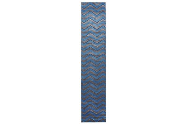 Modern Chevron Design Rug Blue Grey 400x80cm