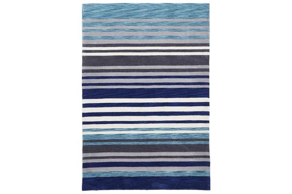 Modern Abrash Stripes Rug Blue Grey 225x155cm