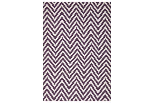 Modern Flatweave Chevron Design Purple Rug 320x230cm