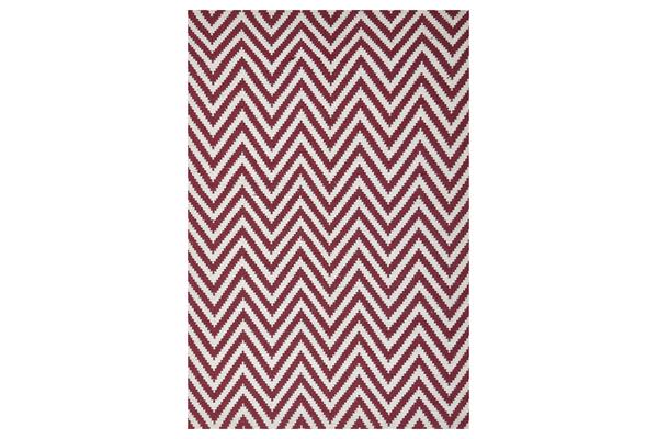 Modern Flatweave Chevron Design Red Rug 320x230cm