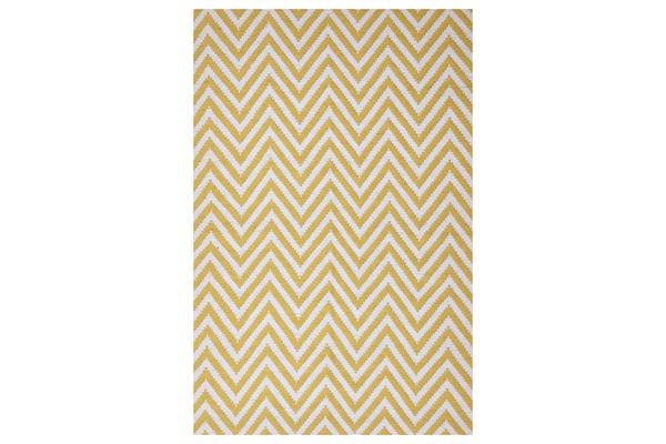 Modern Flatweave Chevron Design Yellow Rug 320x230cm