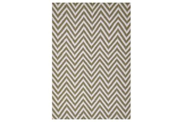 Modern Flatweave Chevron Design Green Rug 320x230cm