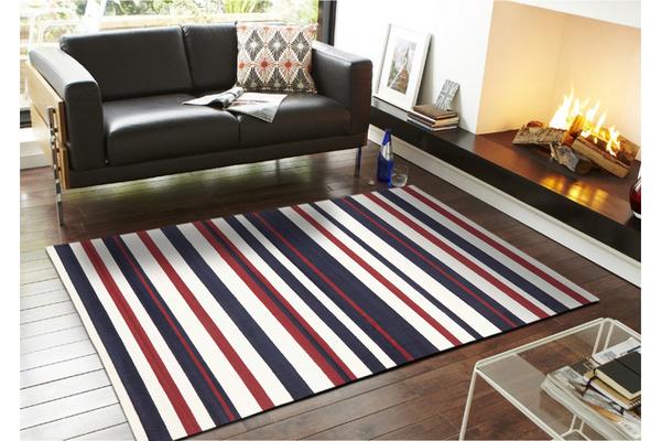 Modern Stripes Rug Blue Red White 230x160cm