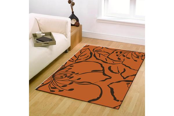 Modern Flower Outline Rug Rust 230x160cm