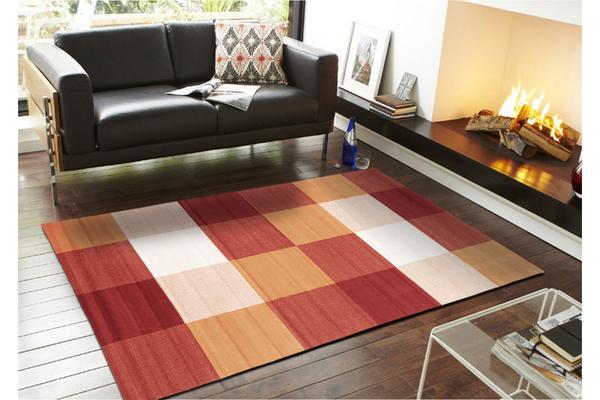 Modern Squares Rug Rust Red 230x160cm