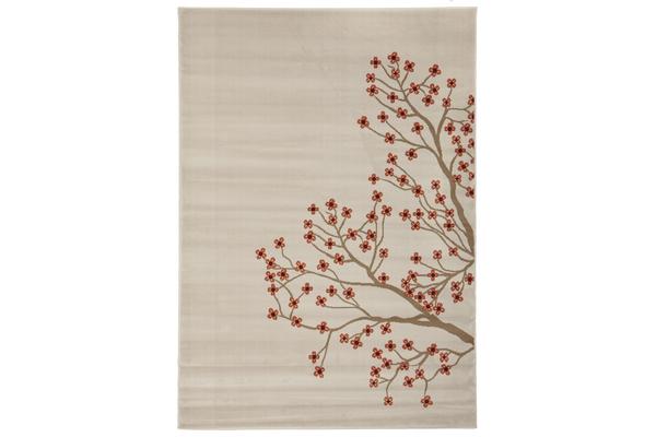 Modern Spring Flowers Beige Rust Rug 230x160cm