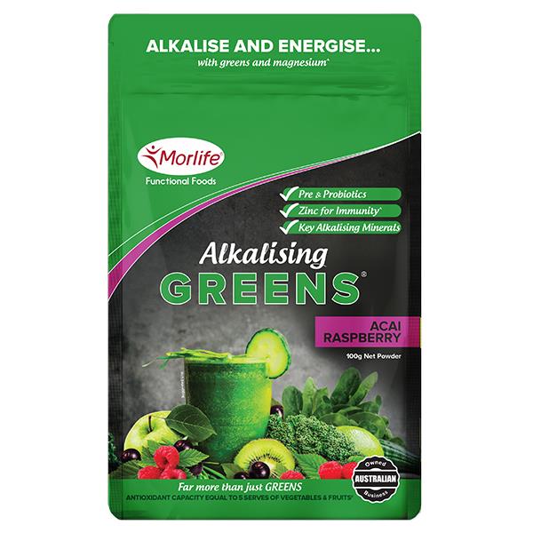 Morlife Alkalising Greens (Acai Raspberry) 100g