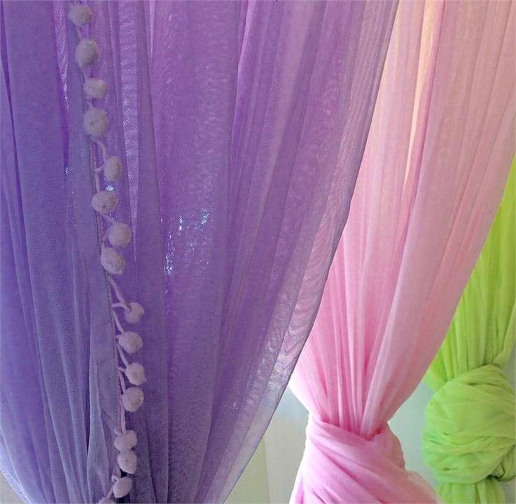 Mosquito Net Lavender with Pom Pom Trim