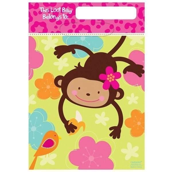 Monkey Fun Birthday Loot / Lolly Bags - Pack of 8