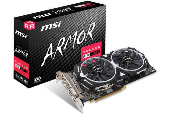 MSI AMD RX 580 ARMOR 8GB OC Video Card - GDDR5 2xDP/2xHDMI/DVI CF VR Ready 1366MHz