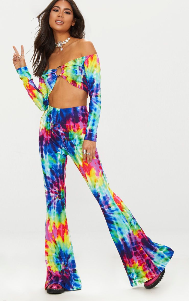 Multi Tie Dye Flared Trousers