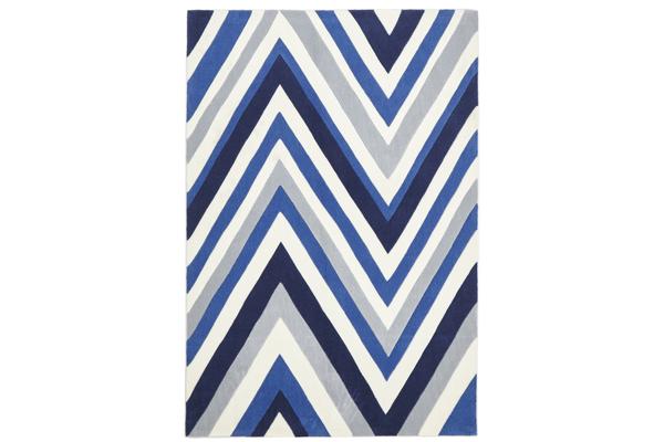 Multi Chevron Rug Navy Blue White 165x115cm