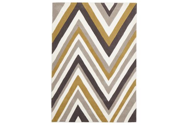 Multi Chevron Rug Yellow Brown 165x115cm