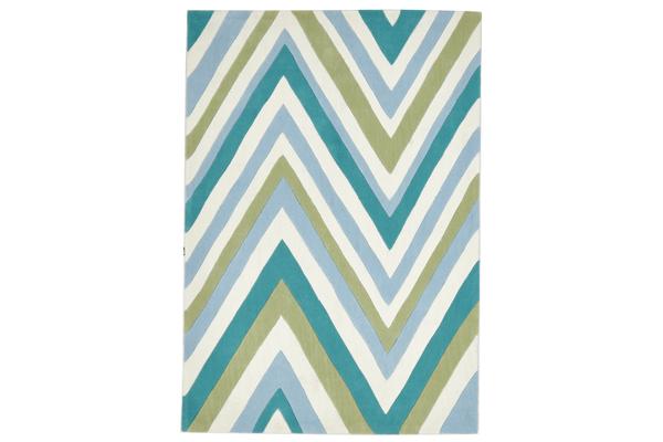 Multi Chevron Rug Light Blue Green 280x190cm