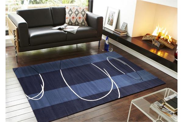 New Modern Retro Design Rug Blue Navy 230x160cm