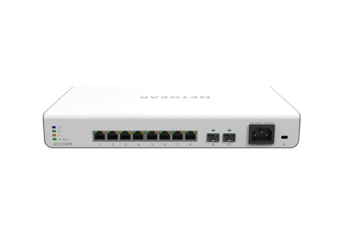 Netgear Insight Managed 8-Port Gigabit Ethernet High-Power Poe+ Smart Cloud Switch with 2 SFP Fiber Ports  (GC510PP-100AJS)