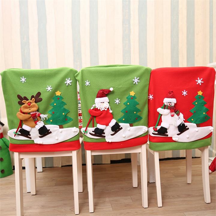 New Year Christmas Chair Back Cover Santa Claus Snowman Elk Hat Christmas Decorations for Home Dinner Table