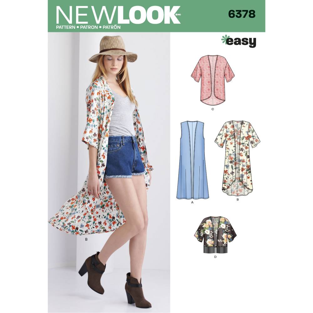 New Look 6378 Misses' Easy Kimonos With Length Variations