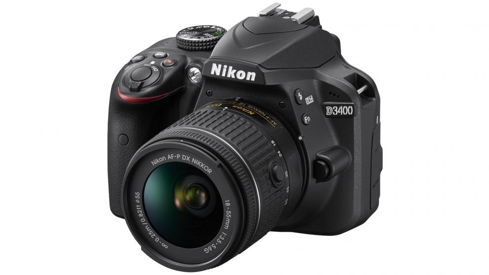 Nikon D3400 24.2MP Digital SLR Camera w/ 18-55mm and 55-200mm Lens Kit (Australian Stock)