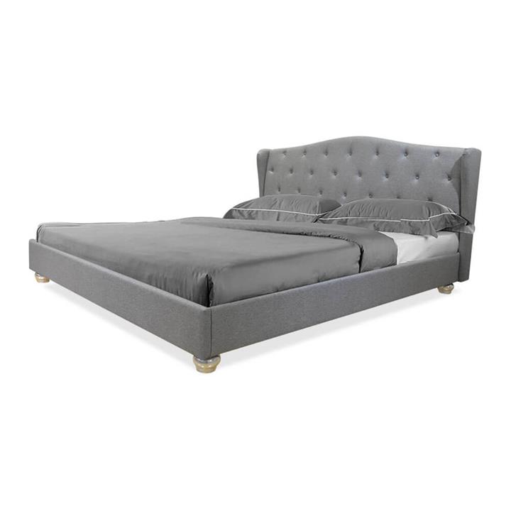 Nova Provincial Winged Fabric Bed Frame - Queen Charcoal