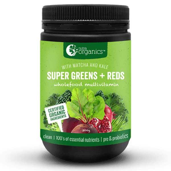 Nutra Organics Super Greens + Reds Powder 300gm