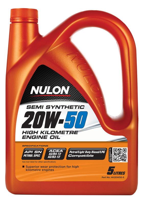 Nulon Engine Oil 20W50 Semi Synthetic High Kilometre 5L HK20W50-5